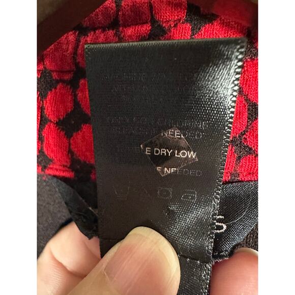 Ali Miles Red Black Textured Sleeveless‎ Button Longline Vest XL Lagenlook Artsy - Picture 5 of 12